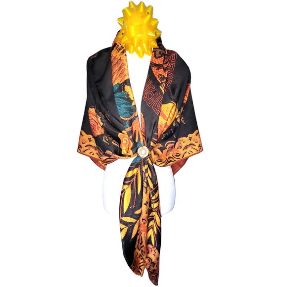 NWT Double Sided Silk Scarf 52"x52" Large Square Shawl Wrap XiangYunShal 2285 - Picture 3 of 15